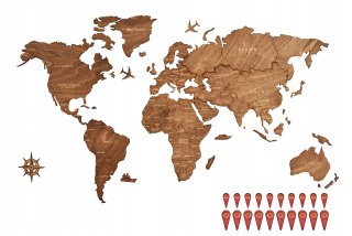 Drevená mapa sveta na stenu Picnicwood 150 x 85 cm